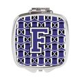 Carolines Treasures Letter F Football Purple and White Compact Mirror CJ1068-FSCM